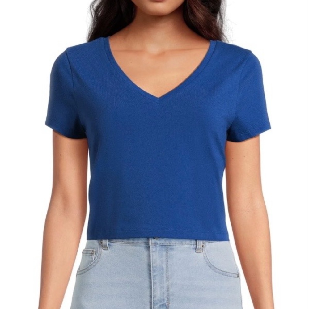 NO BOUNDRIES sapphire blue v-neck cap short sleeve soft stretchy NEW size 2XL